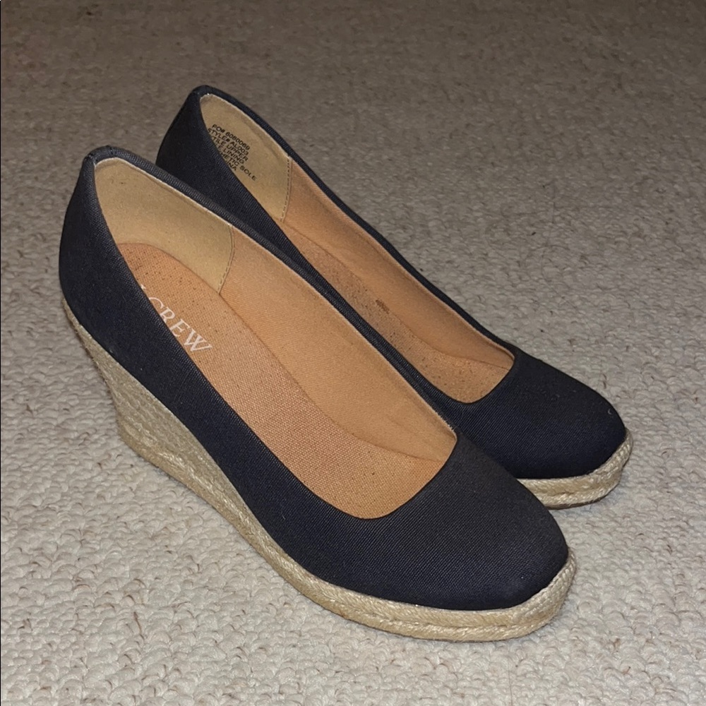 J. Crew Navy Wedge Espadrilles